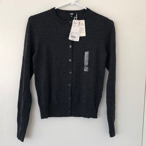 NWT Uniqlo Merino Cardigan XXS Charcoal Gray